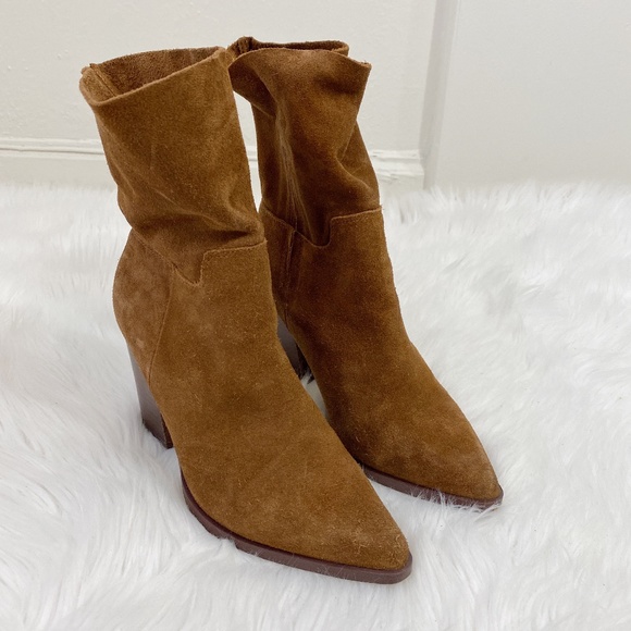 Bleecker & Bond Shoes - Bleecker & Bond Dana Cognac Suede Western Bootie 8